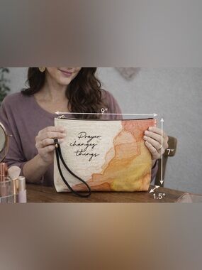 Gifts Of Faith “Prayer Changes Things” Canvas Pouch Makeup Bag Wallet
